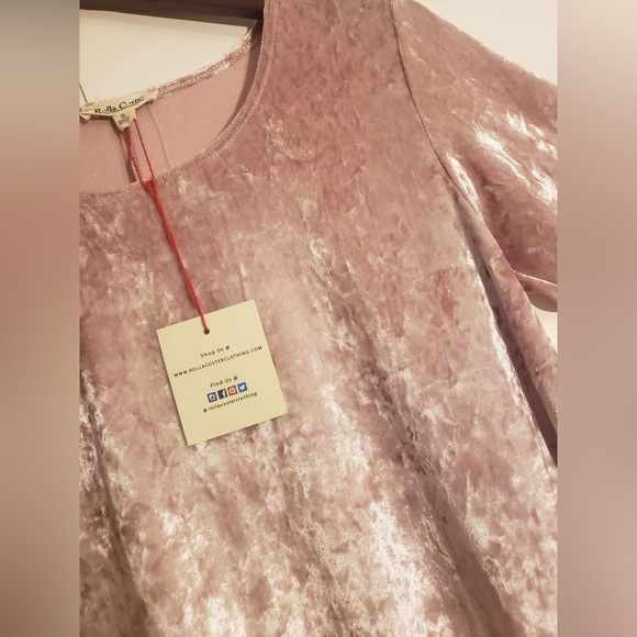 Rolla Coster Clothing Woman’s Pink Velvet Mini Tunic 3/4 Sleeve Dress Size Small - Picture 11 of 11